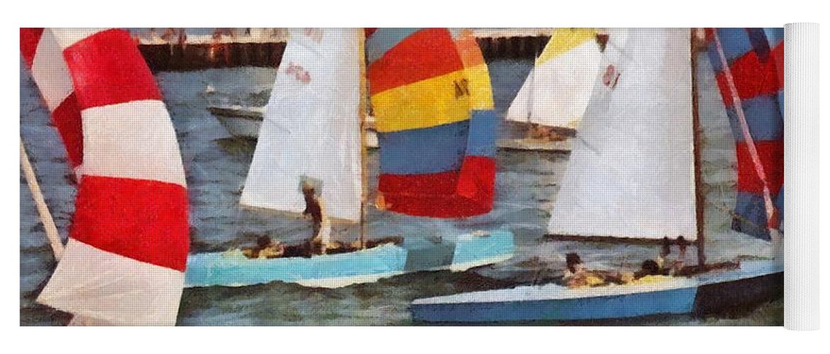 Sail Yoga Mat featuring the photograph After the Regatta by Michelle Calkins