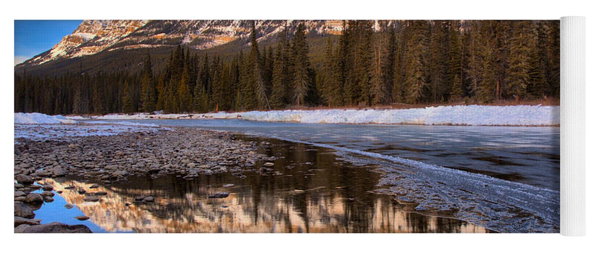 Castle Mountain Yoga Mat featuring the photograph Afternoon Bow River Reflections by Adam Jewell