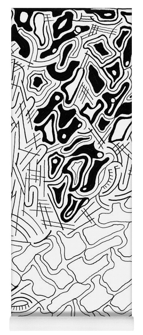 Abstract Yoga Mat featuring the drawing Aikya by Steven Natanson