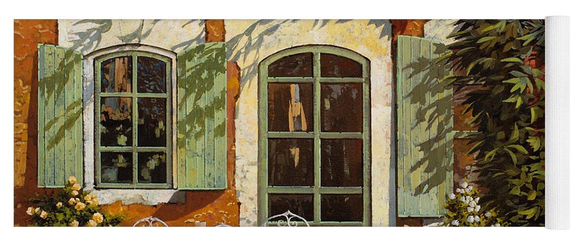 Landscape Yoga Mat featuring the painting Al Fresco In Cortile by Guido Borelli