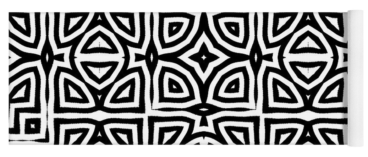 Geometric Art Yoga Mat featuring the painting Alhambra Black by Mindy Sommers