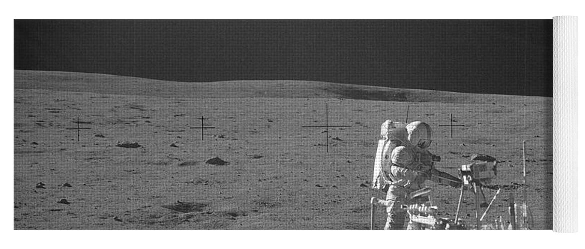 Apollo Yoga Mat featuring the photograph Alan Shepard On Moon by Nasa