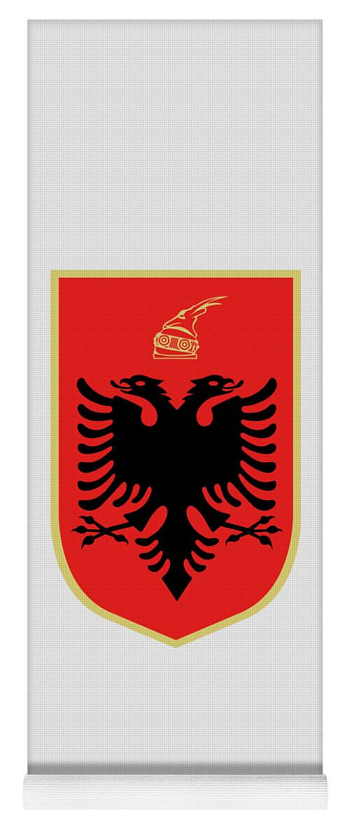Coat Yoga Mat featuring the drawing Albania Coat of Arms by Movie Poster Prints