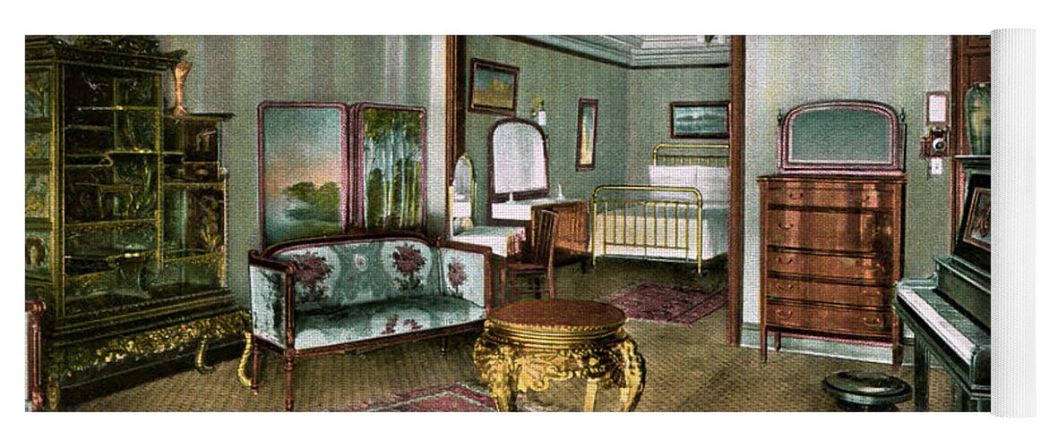 Haunted By History Yoga Mat featuring the photograph Alexandria Hotel Bridal Suite Los Angeles 1906-1915 by Sad Hill - Bizarre Los Angeles Archive