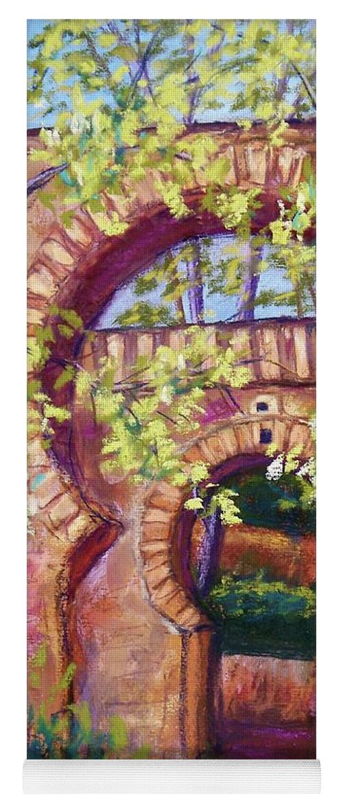 Alhambra Landscape Yoga Mat featuring the pastel Alhambra Gates by Candy Mayer