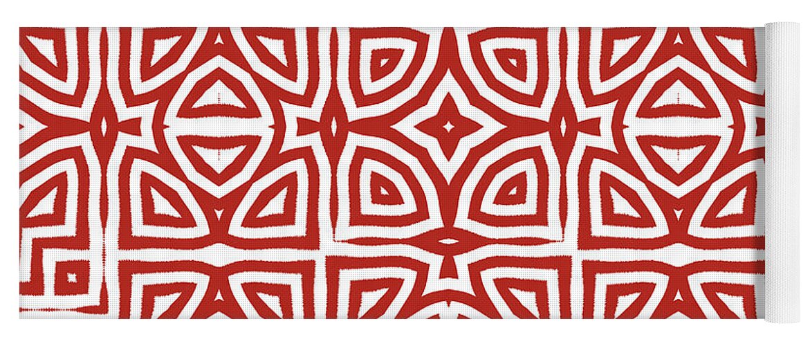 Geometric Art Yoga Mat featuring the painting Alhambra Red by Mindy Sommers