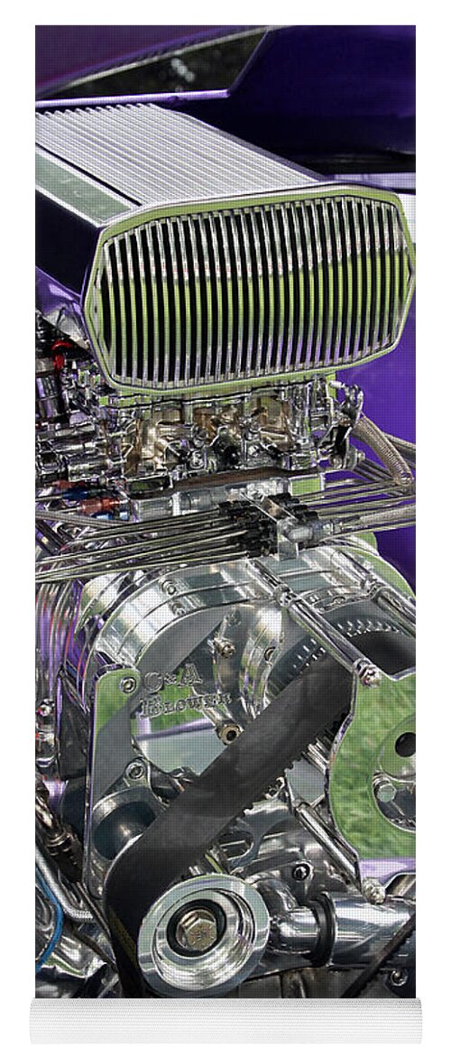 Metal Yoga Mat featuring the photograph All Chromed Engine with Blower by Bob Slitzan