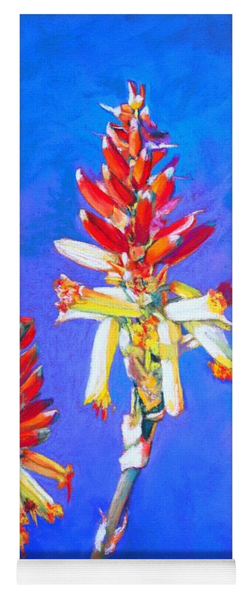 Cactus Yoga Mat featuring the painting Aloe flower spike by M Diane Bonaparte