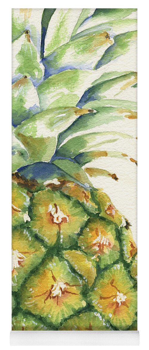 Aloha Hawaii Islands Plant Fruit Pineapple Nature Juicy Tropical Yoga Mat featuring the painting Aloha by Marsha Elliott