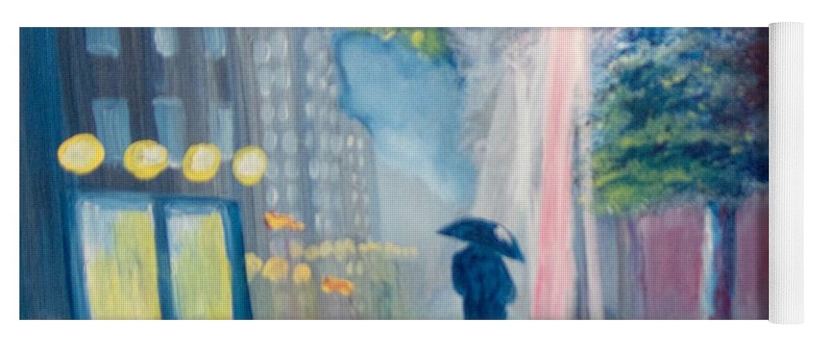 Cityscape Yoga Mat featuring the painting Alone by Saundra Johnson
