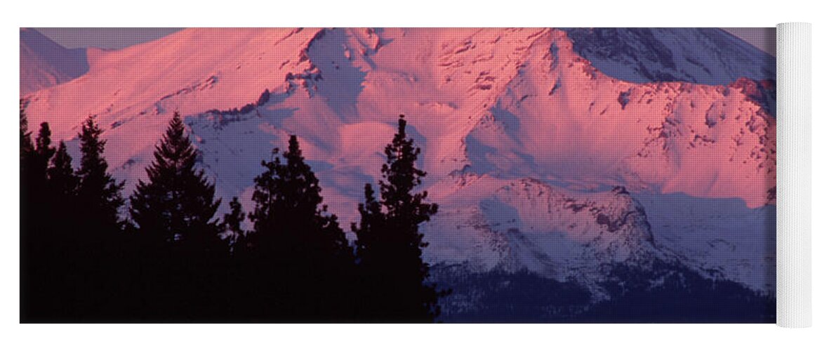 Mt Shasta Yoga Mat featuring the photograph Alpenglow - Mt Shasta by Denise Dethlefsen