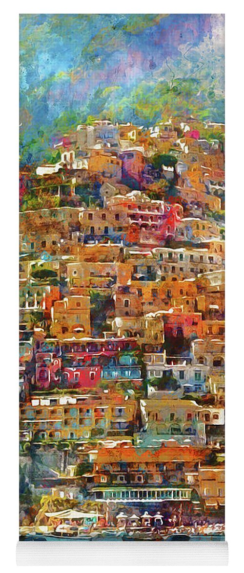 Italy Yoga Mat featuring the painting Amalfi, Italy - 02 by AM FineArtPrints