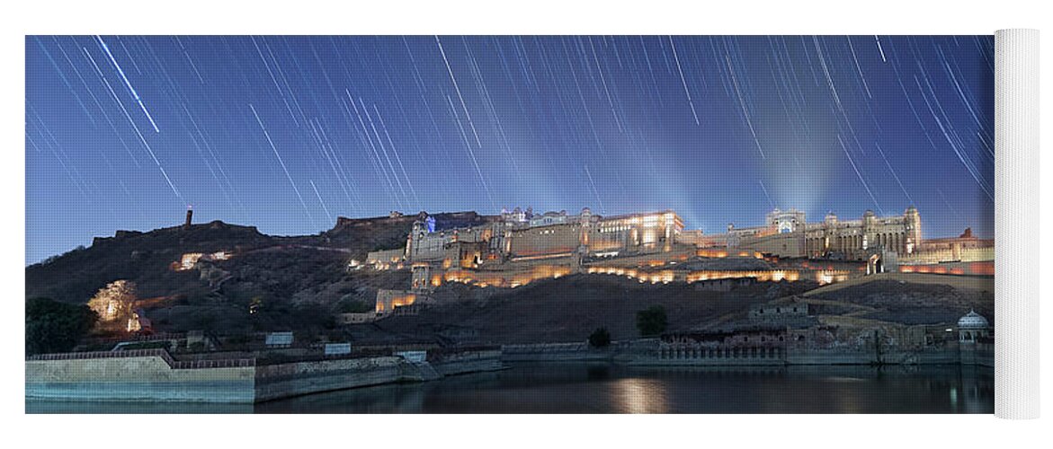  Yoga Mat featuring the photograph Amber fort after sunset by Pradeep Raja Prints