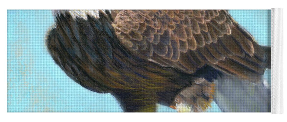 Bald Eagle Yoga Mat featuring the pastel American Bald Eagle by Melissa Herrin