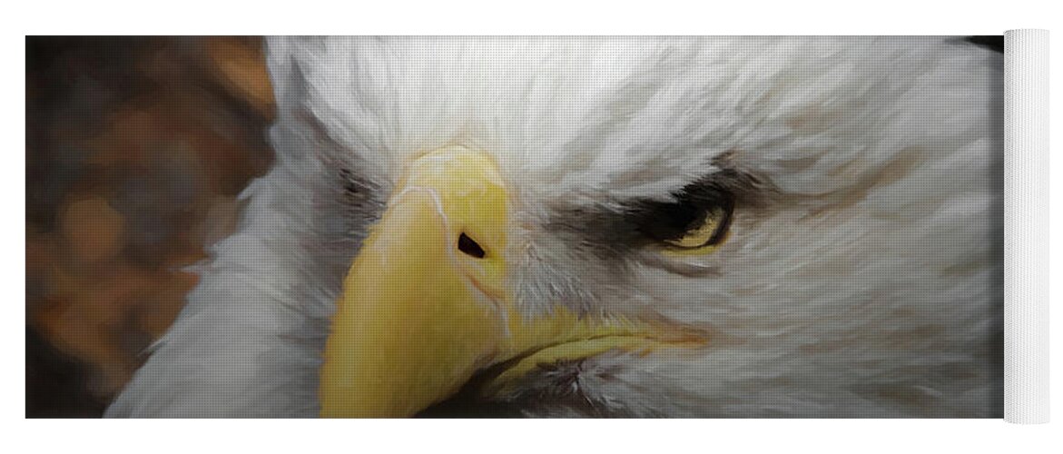 American Bald Eagle Yoga Mat featuring the digital art American Bald Eagle Portrait 3 by Ernest Echols
