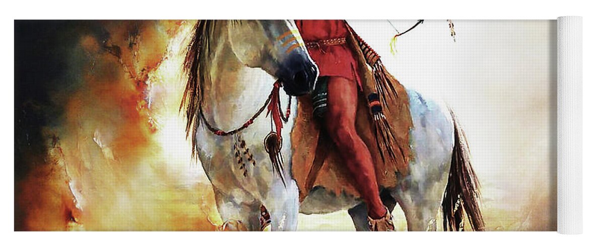 Native American Yoga Mat featuring the painting American Warriors 78 by Gull G