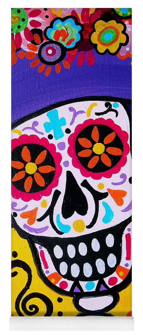 Day Of The Dead Yoga Mat featuring the painting Amiga Catrina Smile by Pristine Cartera Turkus