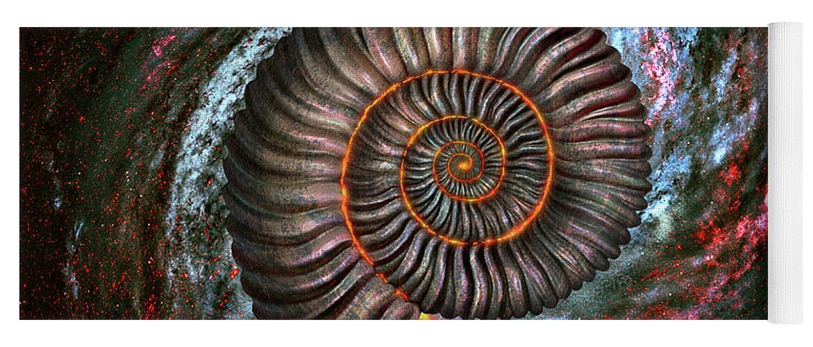 Ammonite Yoga Mat featuring the digital art Ammonite Galaxy by Jerry LoFaro