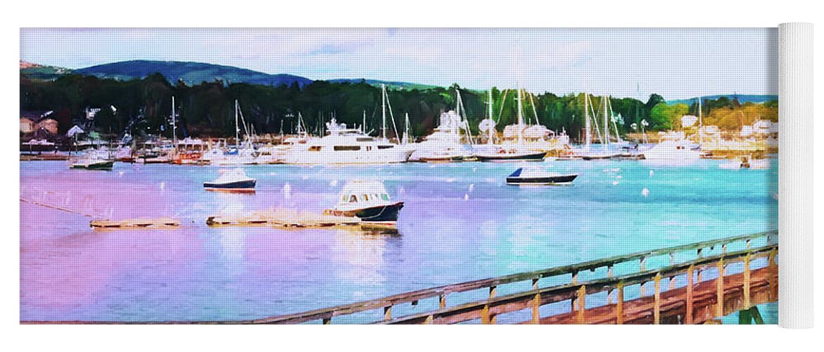 Southwest Harbor Yoga Mat featuring the photograph An Abstract View of Southwest Harbor, Maine by Anita Pollak