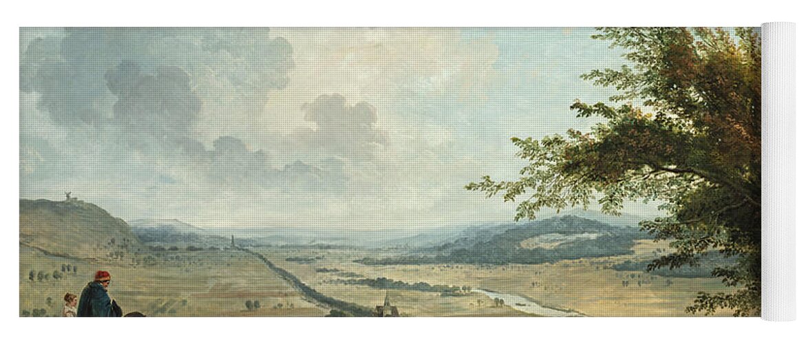 Hubert Robert Yoga Mat featuring the painting An Extensive Landscape near Paris by Hubert Robert