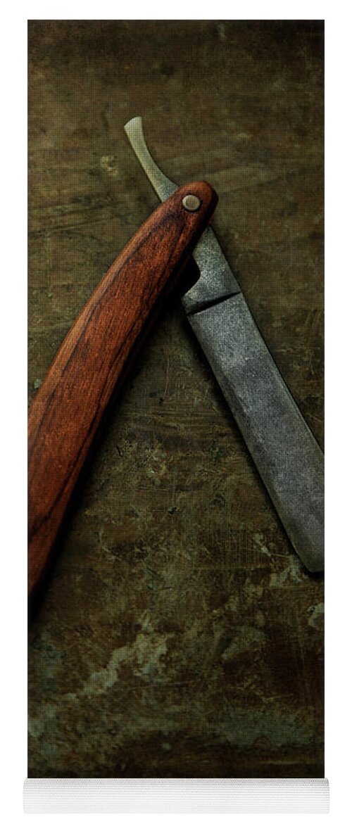 Shave Yoga Mat featuring the photograph An old rusty razor by Jaroslaw Blaminsky
