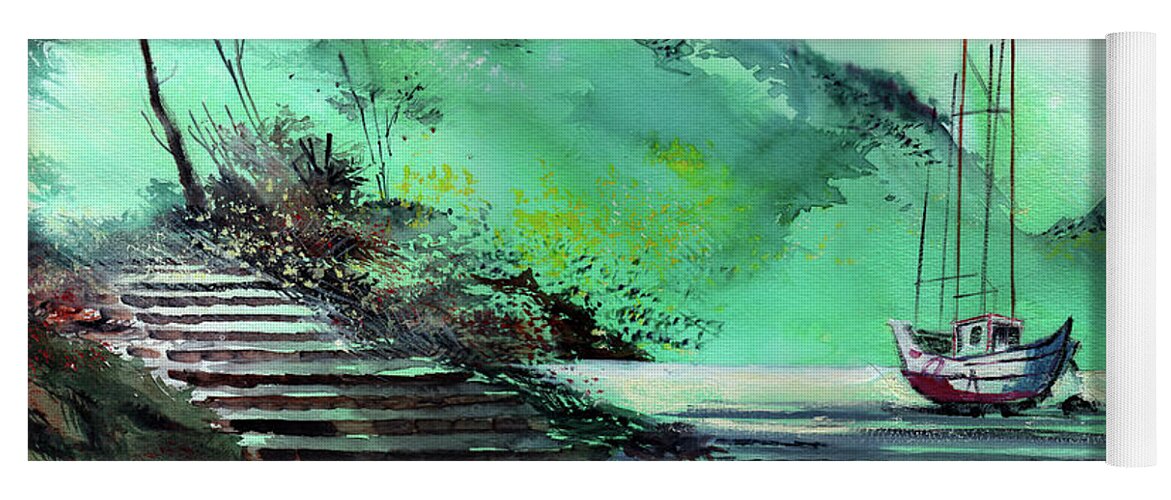 Nature Yoga Mat featuring the painting Anchored by Anil Nene