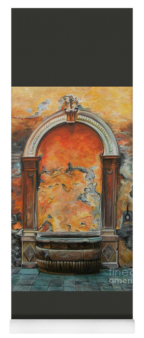 Fountain Painting Yoga Mat featuring the painting Ancient Italian Fountain by Charlotte Blanchard