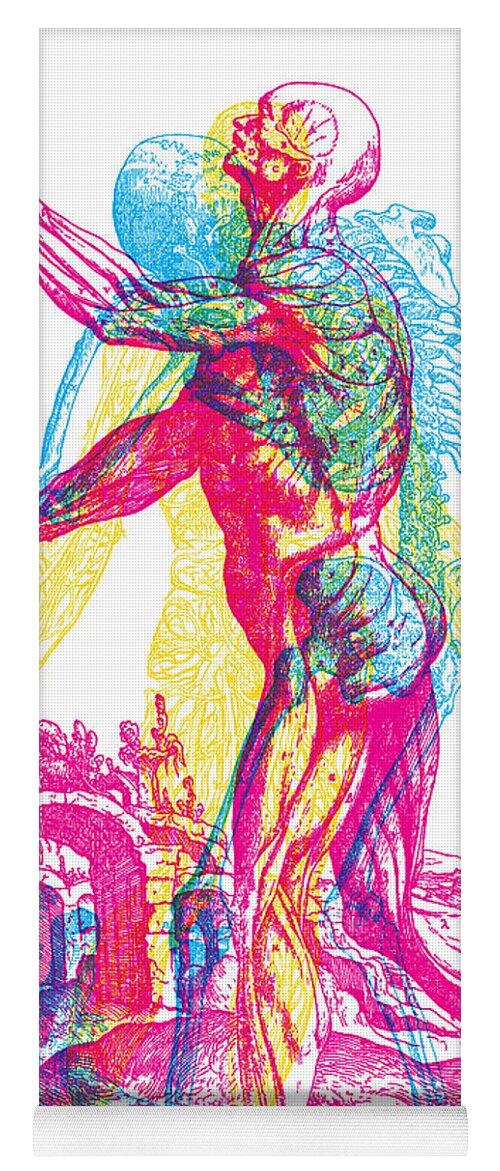 Antique Yoga Mat featuring the painting Andreae Vesalii Anatomy 1 by Gary Grayson