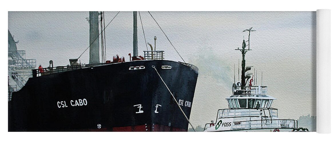 Tugboat Yoga Mat featuring the painting ANDREW FOSS Ship Assist by James Williamson