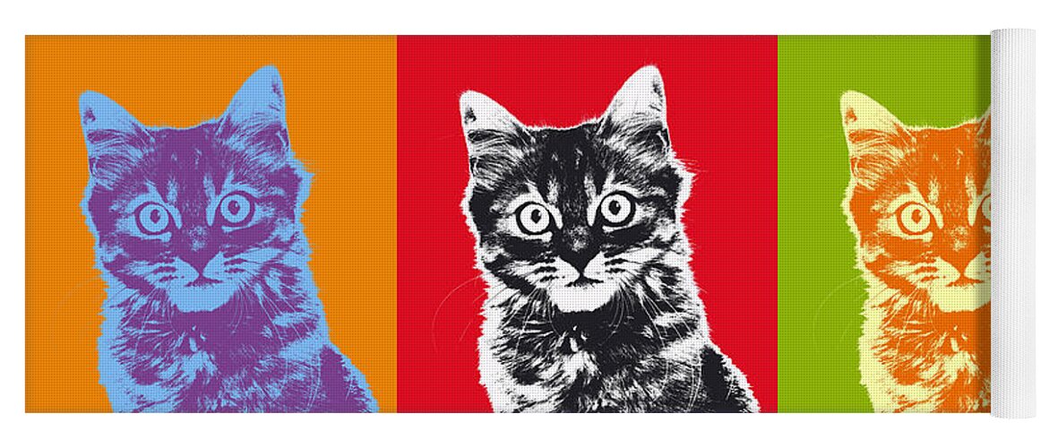 Warhol Yoga Mat featuring the photograph Andy Warhol Cat by Warren Photographic