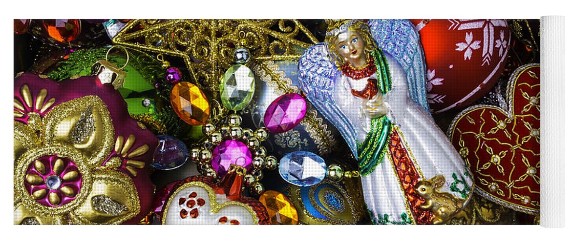 Angel Yoga Mat featuring the photograph Angel Among The Ornaments by Garry Gay