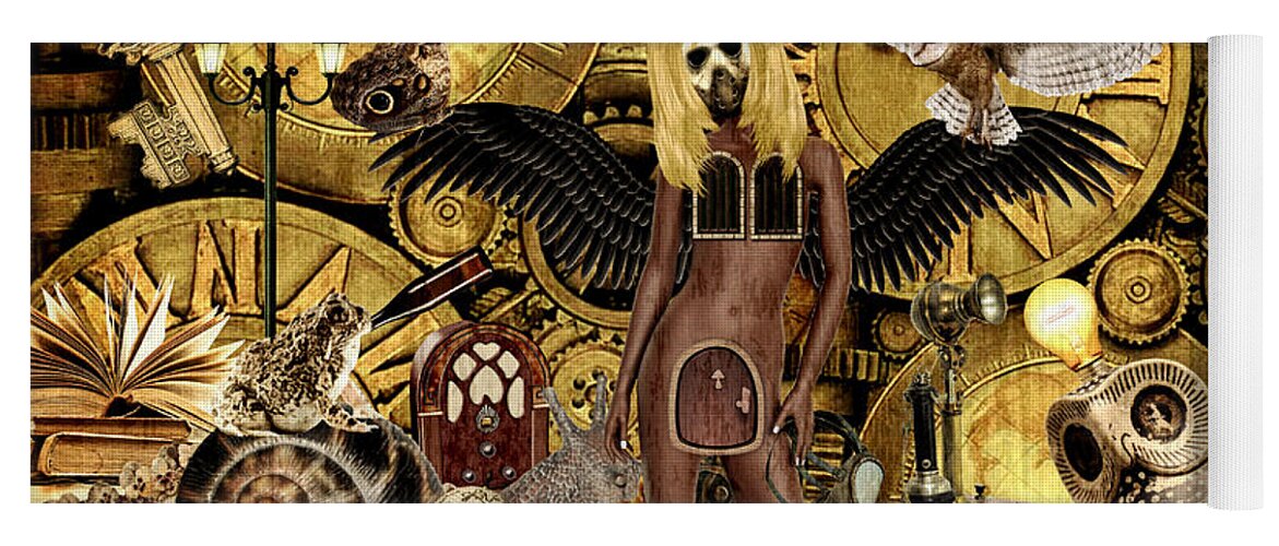 Steampunk Yoga Mat featuring the mixed media Angel In Disguise by Ally White