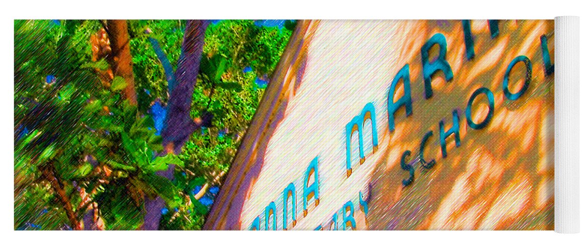 Anna Maria Elementary Yoga Mat featuring the mixed media Anna Maria Elementary School Sign C131272 by Rolf Bertram