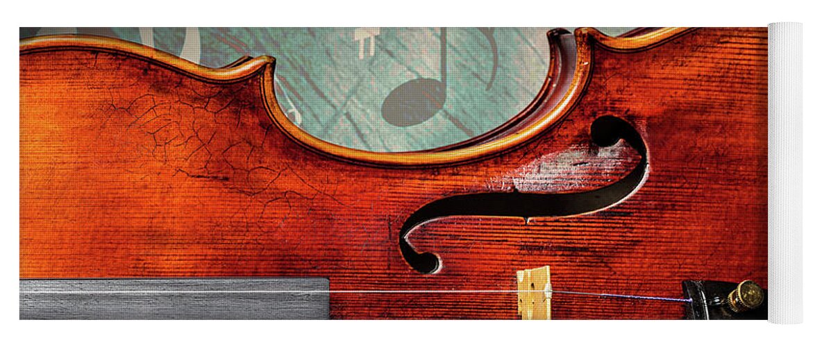 Violin Yoga Mat featuring the photograph Antique Violin 1732.24 by M K Miller