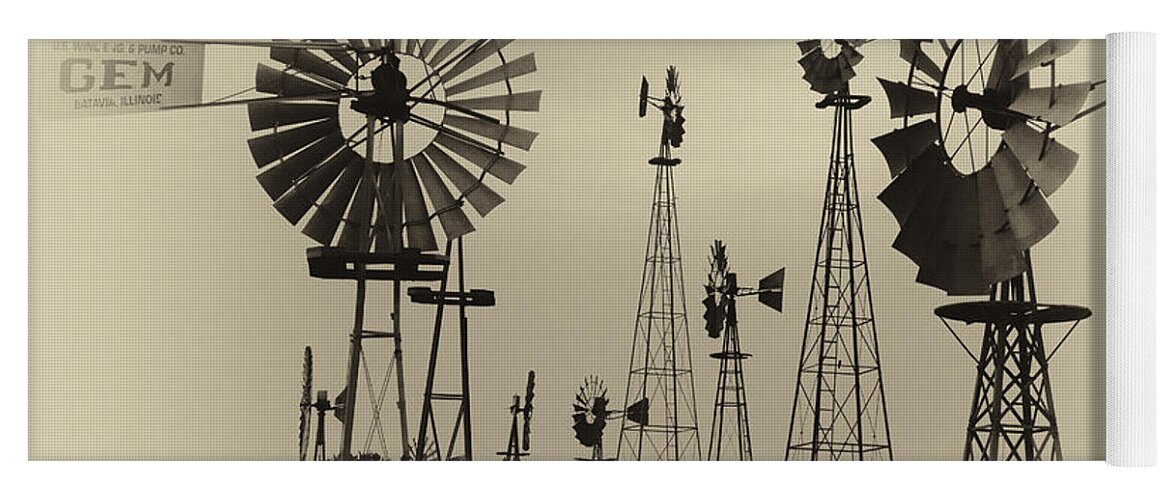 Minnesota Yoga Mat featuring the photograph Antique Windmills by Patricia Schaefer