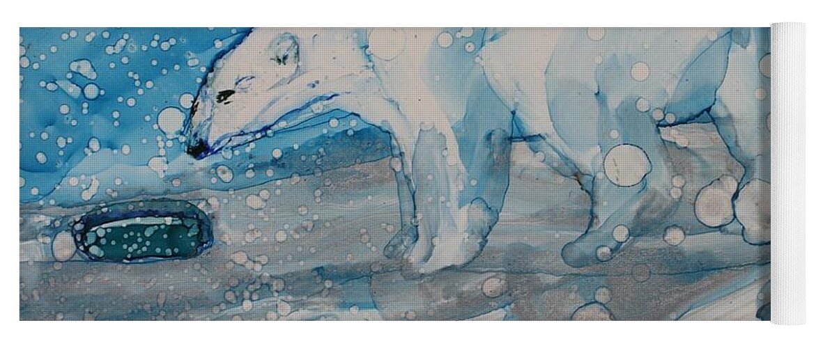 Polar Bear Yoga Mat featuring the painting Anybody Home? by Ruth Kamenev