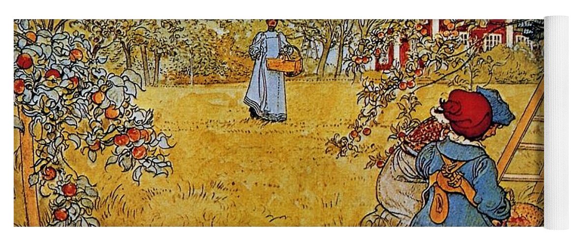 Carl Larsson Apple Orchard Yoga Mat featuring the painting Apple by MotionAge Designs