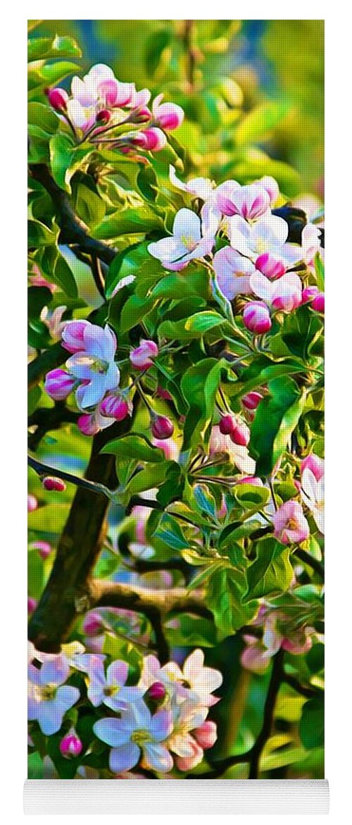 Apple Tree Yoga Mat featuring the photograph Apple tree blossoms by Tatiana Travelways