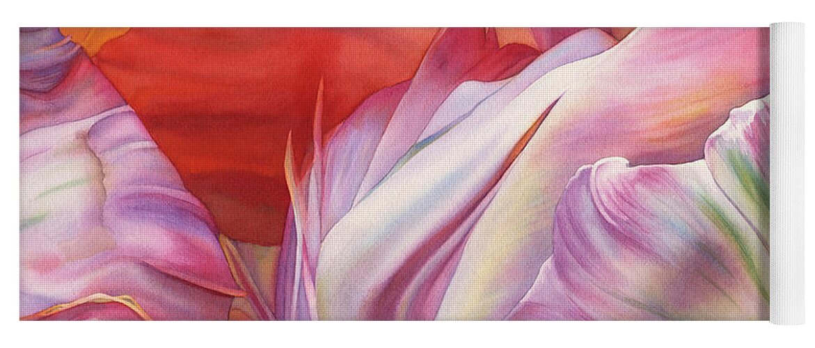 Apricot Parrot Tulip Yoga Mat featuring the painting Apricot Parrot Tulip by Sandy Haight