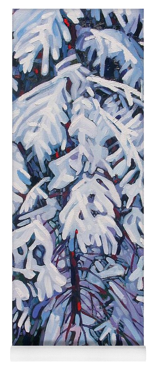 Spruce Yoga Mat featuring the painting April Snow by Phil Chadwick