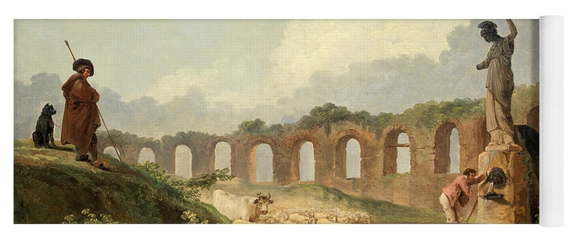 Hubert Robert Yoga Mat featuring the painting Aqueduct in Ruins by Hubert Robert