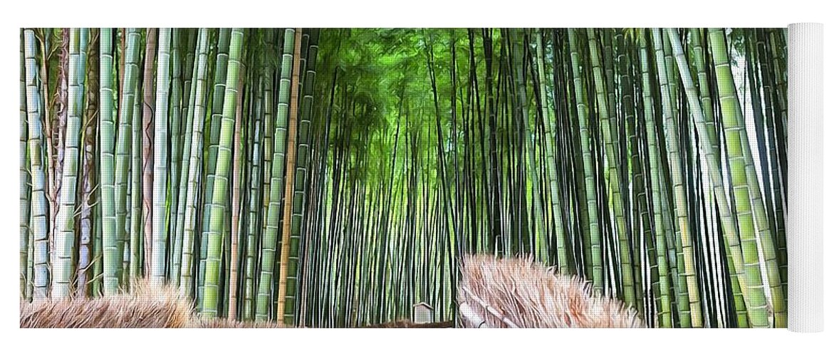 Arashiyama Yoga Mat featuring the photograph Arashiyama's Bamboo Groves by Eva Lechner