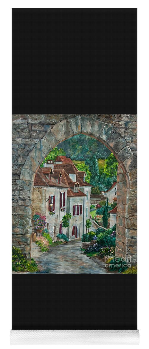 St. Cirq In Lapopie France Yoga Mat featuring the painting Arch Of Saint-Cirq-Lapopie by Charlotte Blanchard