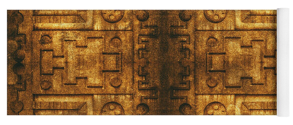 Aztec Art Yoga Mat featuring the photograph Architecture Wall of Aztec Ancestary by John Williams