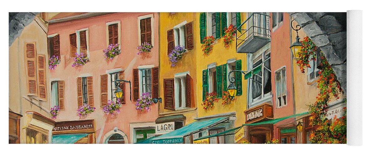 Annecy France Art Yoga Mat featuring the painting Archway To Annecy's Side Streets by Charlotte Blanchard