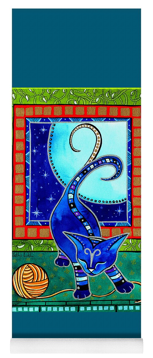 Cat Yoga Mat featuring the painting Aries Cat Zodiac by Dora Hathazi Mendes