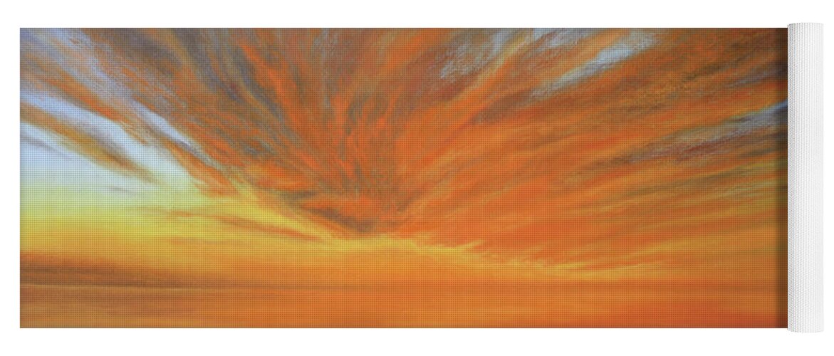 Sunset; Water; Reflection; Clouds; Spiritual; Atmospheric Yoga Mat featuring the painting Arrival by Marg Wolf