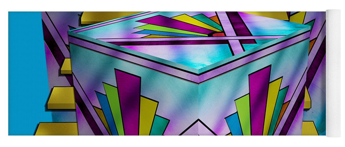 Art Deco Cubes 1 Yoga Mat featuring the digital art Art Deco Cubes 1 - Transparent by Chuck Staley
