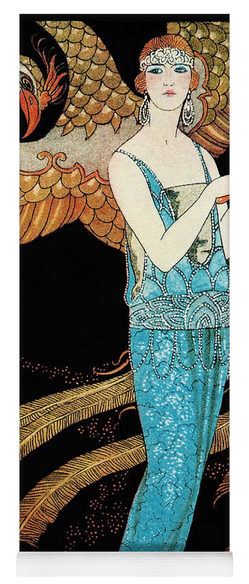 1920s Yoga Mat featuring the painting Art Deco era fashion illustration by Tina Lavoie