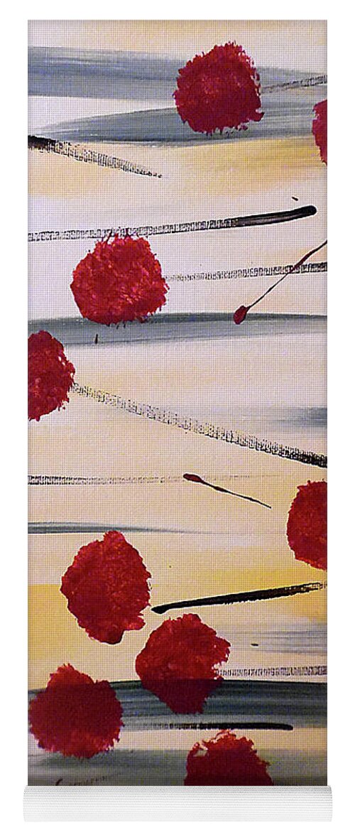 Abstract Red Flowers Yoga Mat featuring the painting Floral Fireworks by Jilian Cramb - AMothersFineArt